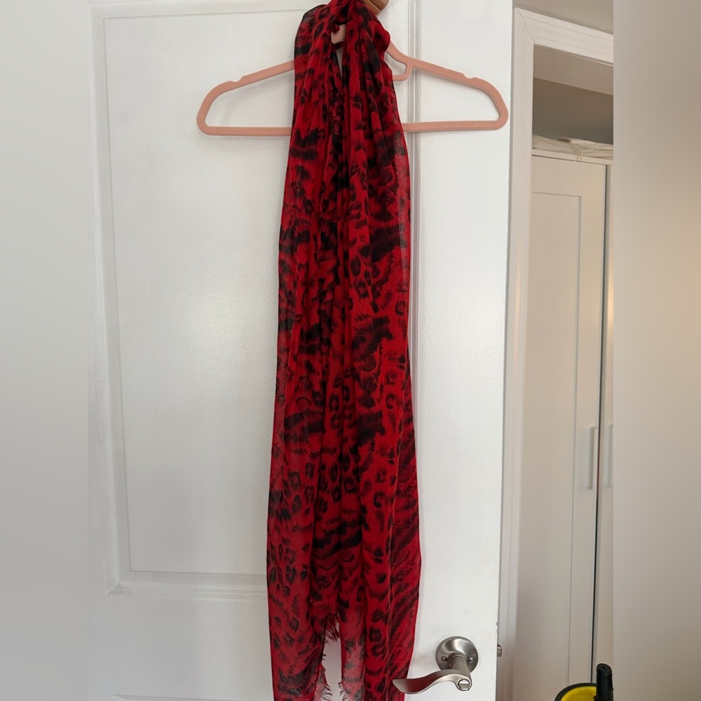 Red and Black Animal Print Scarf